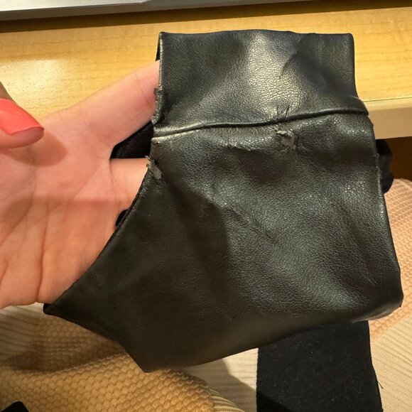 ParisianCollection Black & Tan Sleeveless Dress, Pleather & Keyhole Details - Picture 6 of 8